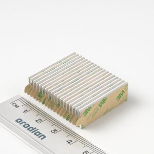 Neodymium magnet, block, 30×10×1 mm, self-adhesive - N38