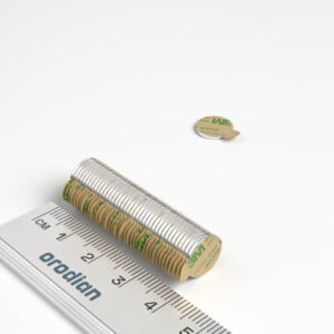 Neodymium magnet, disc, 10×1 mm, self-adhesive - N38