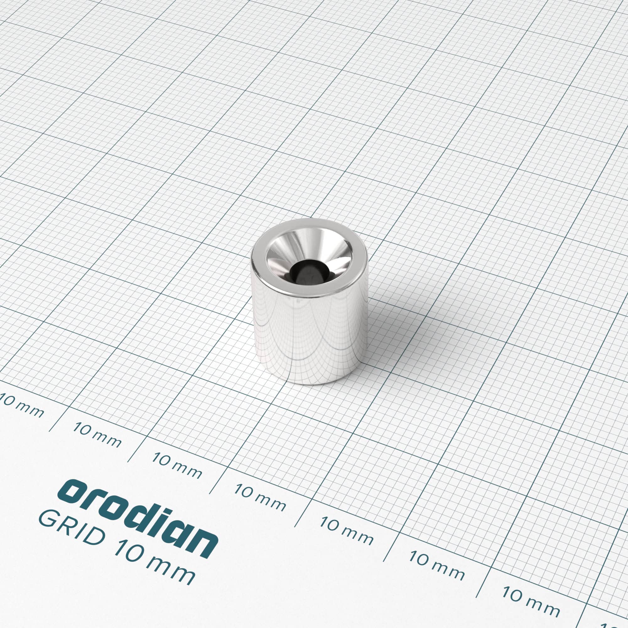 Neodymium magnet, disc, 12.9×14 mm, with hole M4 (diametral magnetisation) - N42 - Image 2