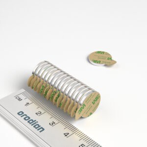 Neodymium magnet, disc, 14×1.5 mm, self-adhesive - N42