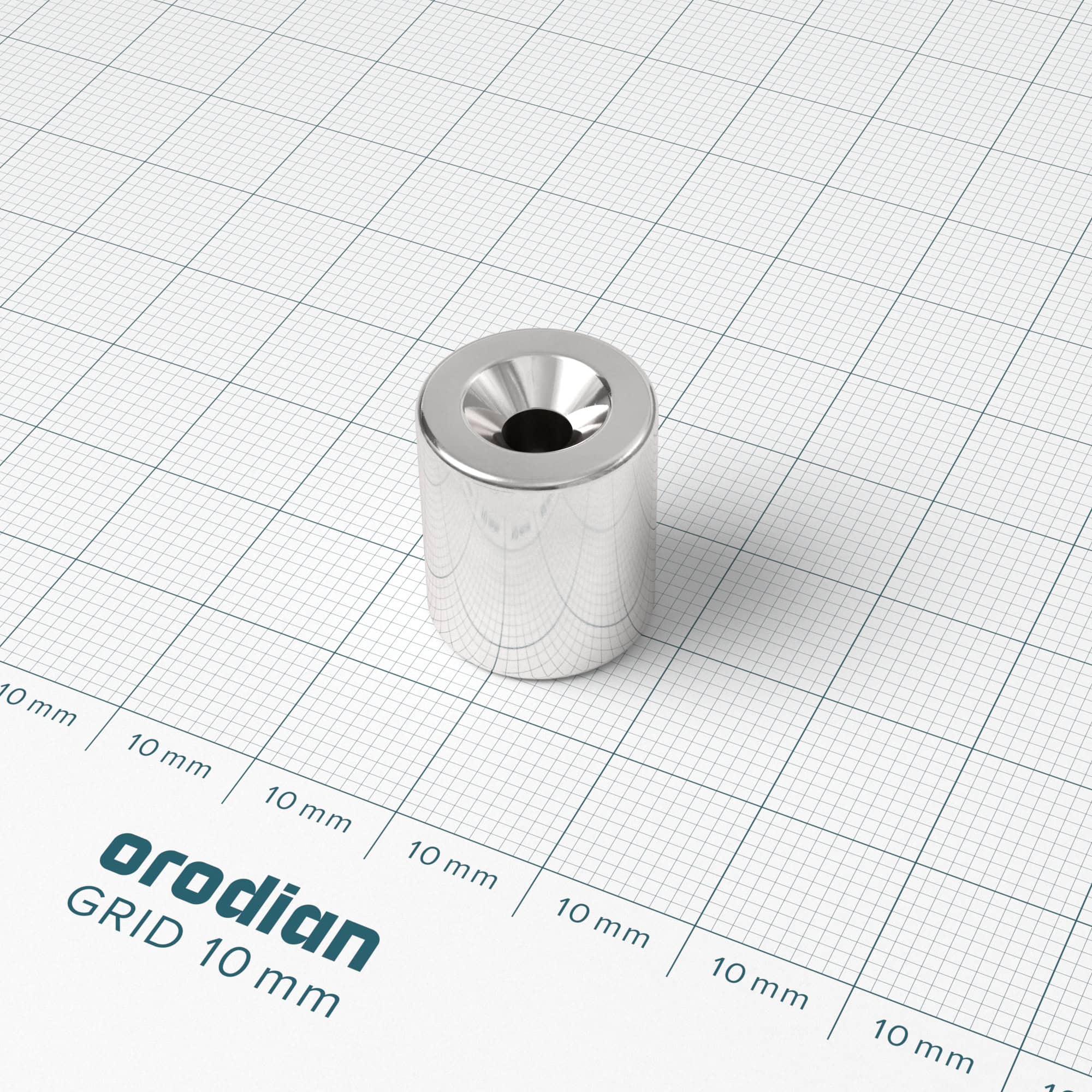 Neodymium magnet, disc, 15×17.5 mm, with hole M4 (diametral magnetisation) - N52 - Image 2