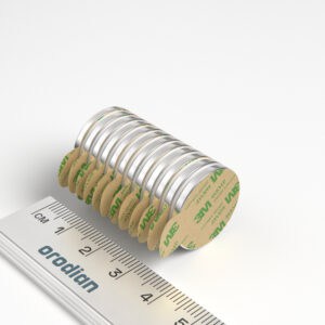 Neodymium magnet, disc, 20×2 mm, self-adhesive - N38