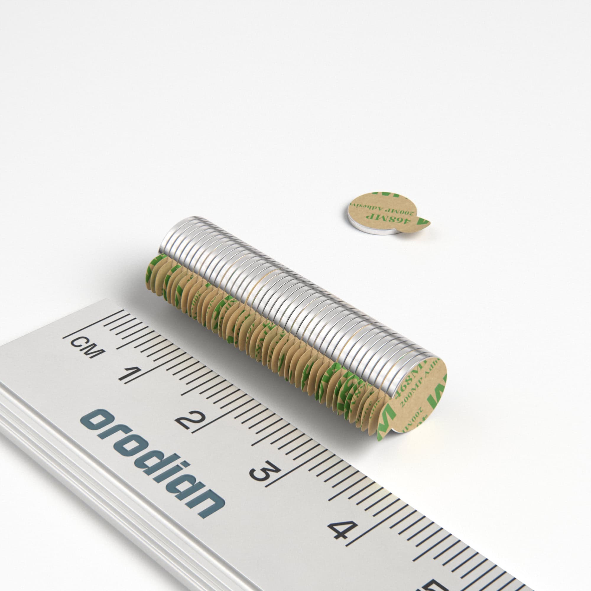 Neodymium magnet, disc, 8×0.75 mm, self-adhesive - N38