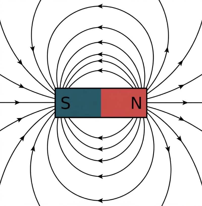 A magnet and magnetic field lines