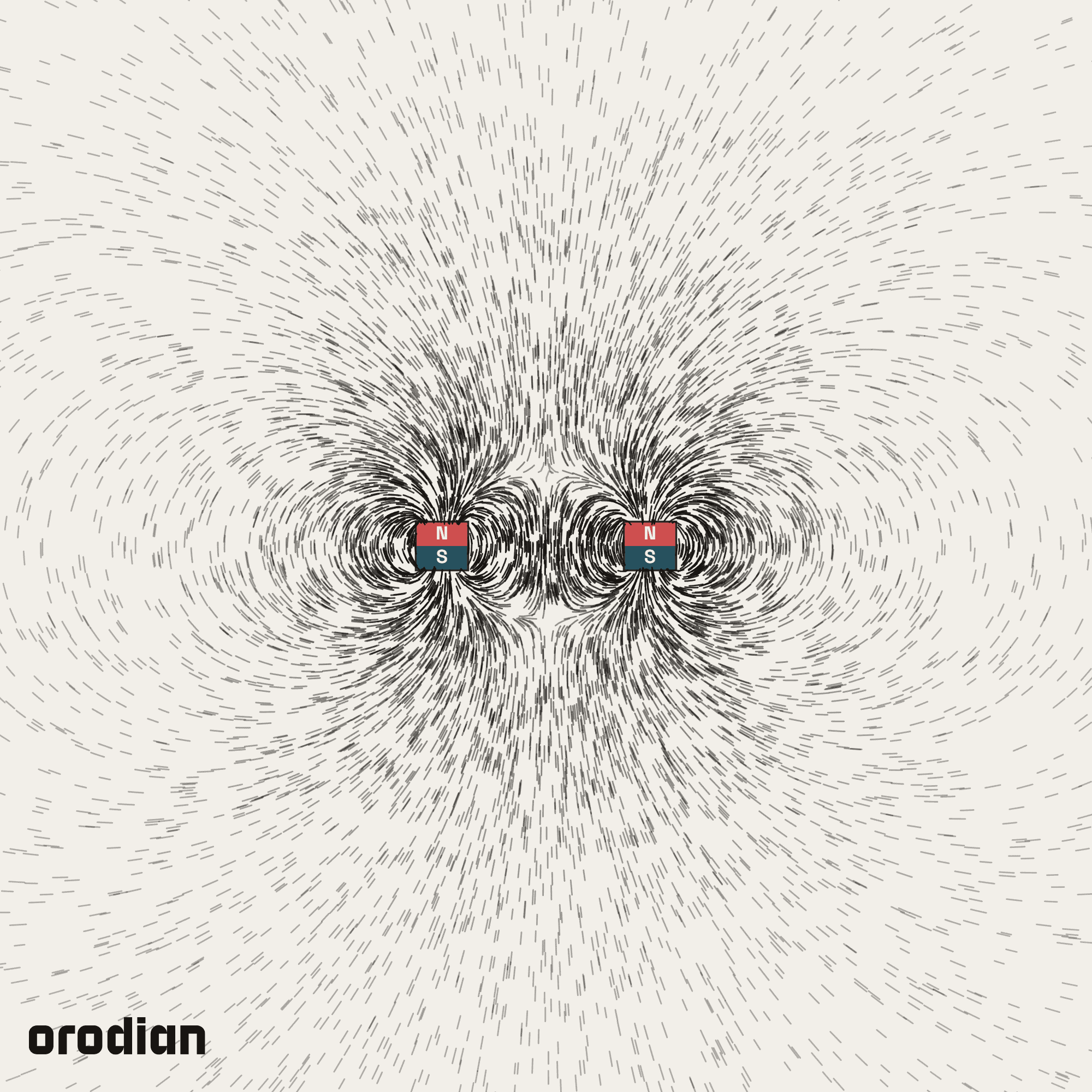 Magnetic field visualized with an
iron-filings pattern — neodymium ring magnet ⌀26.75/⌀16×5 mm, grade N42
(simulation)