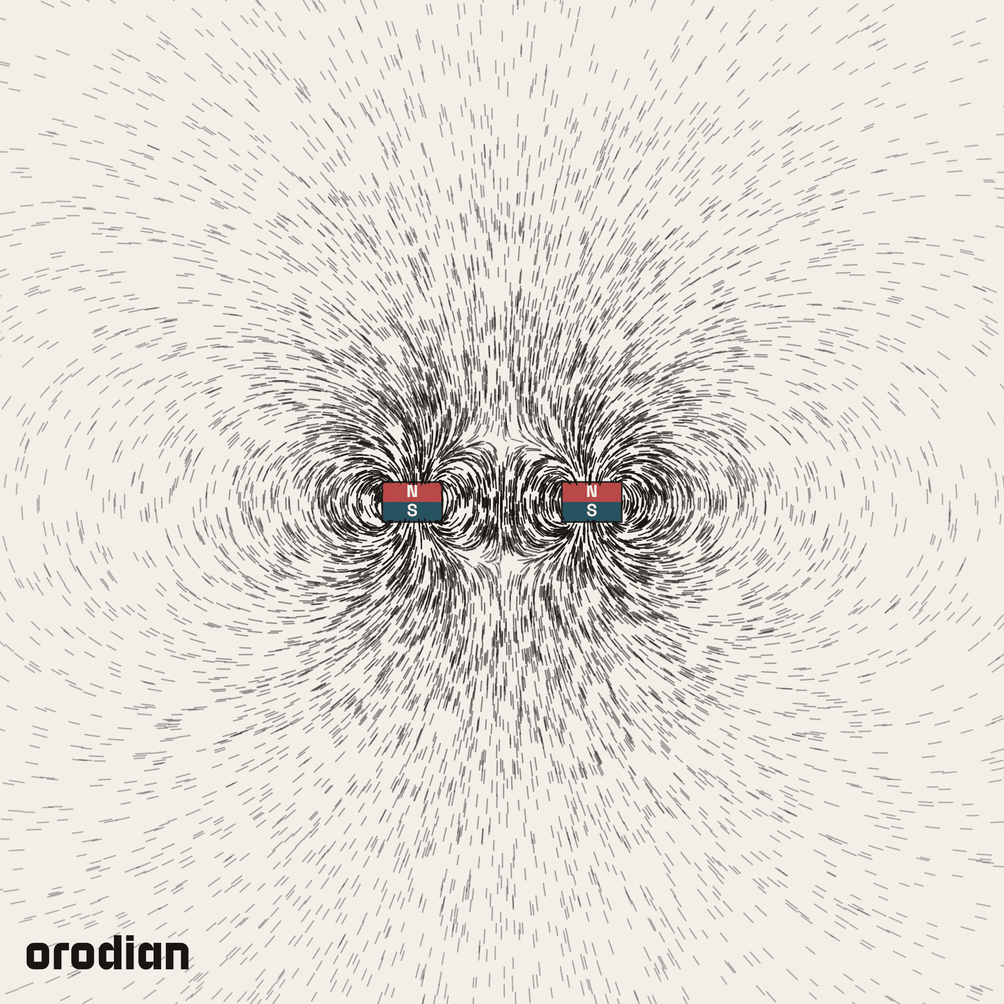Magnetic field visualized with an
iron-filings pattern — neodymium ring magnet ⌀6/⌀3×1 mm, grade N38
(simulation)