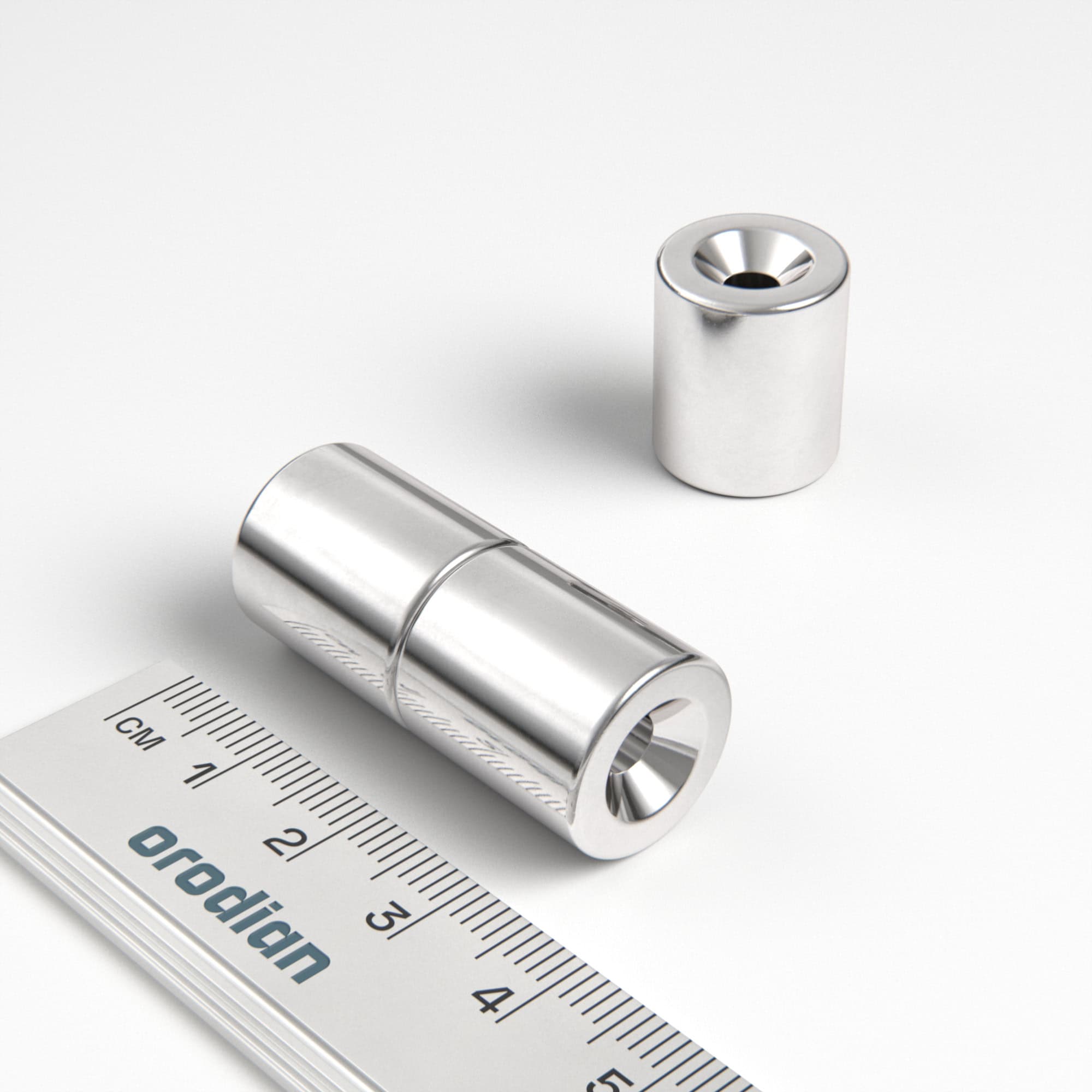 Neodymium magnet, disc, 15×17.5 mm, with hole M4 (diametral magnetisation) - N42