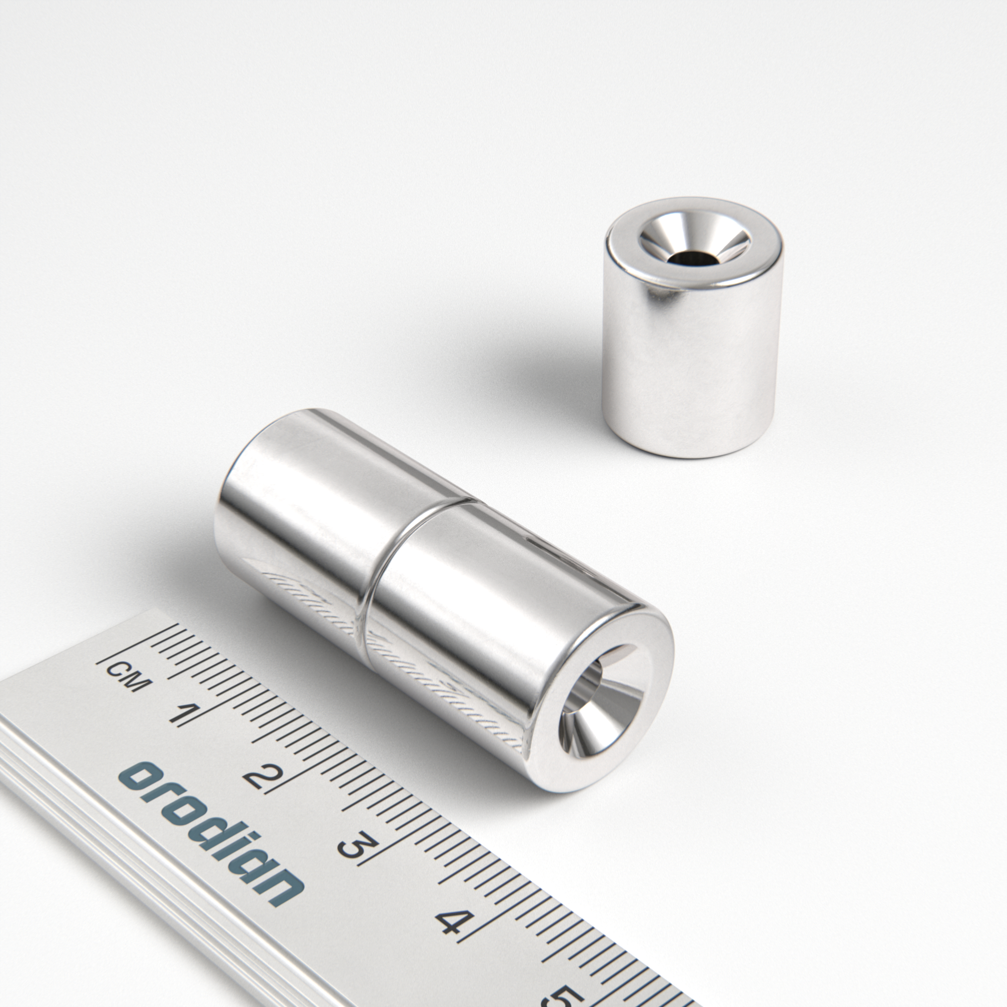 Neodymium magnet, disc, 15×17.5 mm, with hole M4 (diametral magnetisation) - N52
